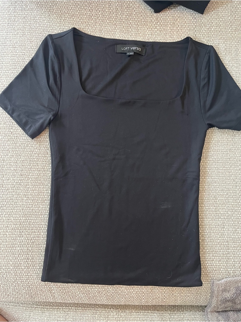 LOFT Black Square Neck Short Sleeve Tee